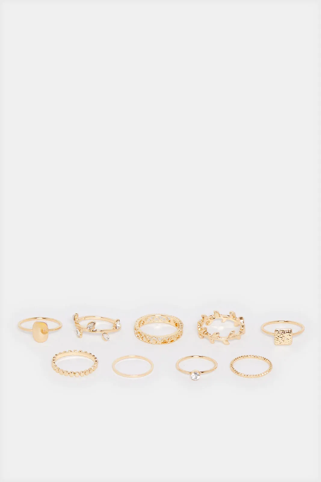 Women Gold Embellished Ring Set (9 Piece) sold by Redtag