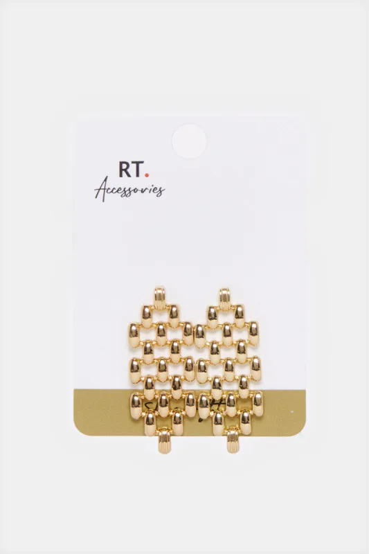 Women Gold Embellished Earrings sold by Redtag