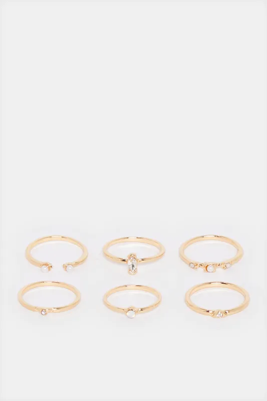 Women Gold Ring Set (6 Piece) sold by Redtag