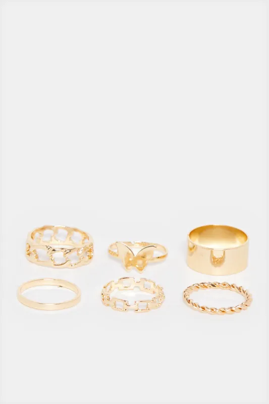 Women Gold  Embellished Ring Set (6 Piece) sold by Redtag