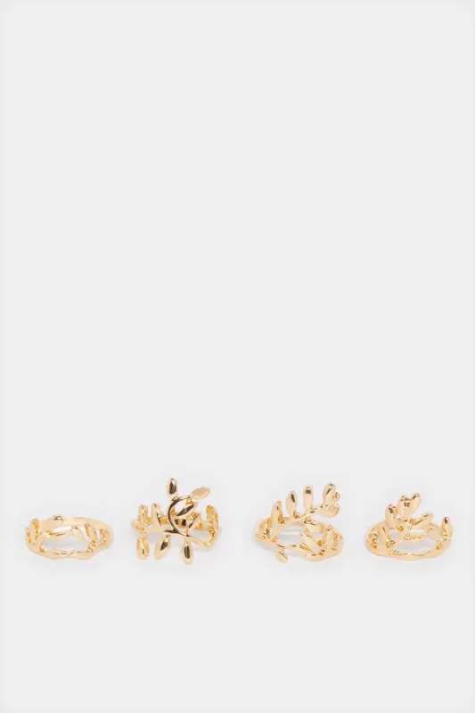 Women Gold  Embellished Ring Set (4 Piece) sold by Redtag