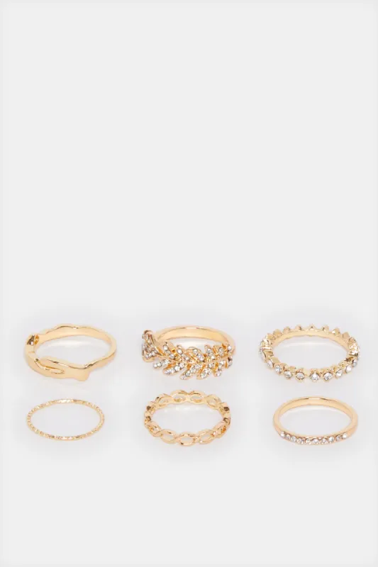 Women Gold  Embellished Ring Set (6 Piece) sold by Redtag