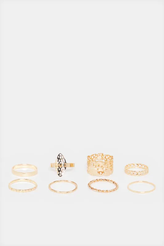 Women Gold  Embellished Ring Set (8 Piece) sold by Redtag