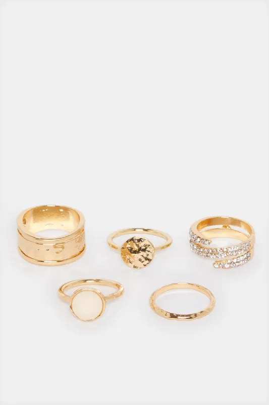 Women Gold  Embellished Ring Set (5 Piece) sold by Redtag