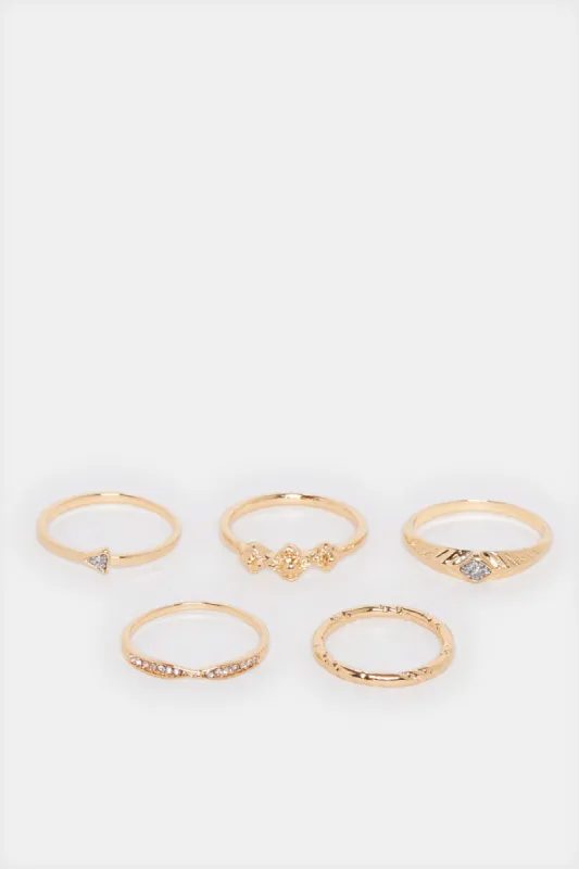 Women Gold  Embellished Ring Set (5 Piece) sold by Redtag