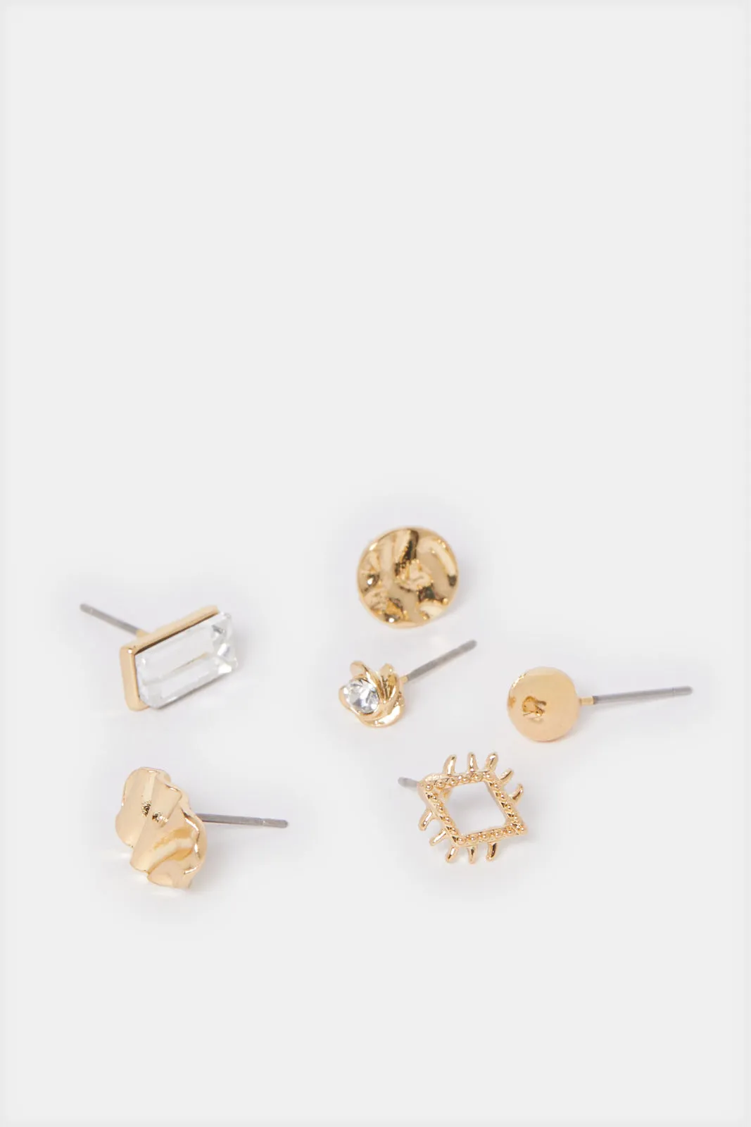 Women Gold Embellished Studs (6 Pairs) sold by Redtag product image thumbnail 2