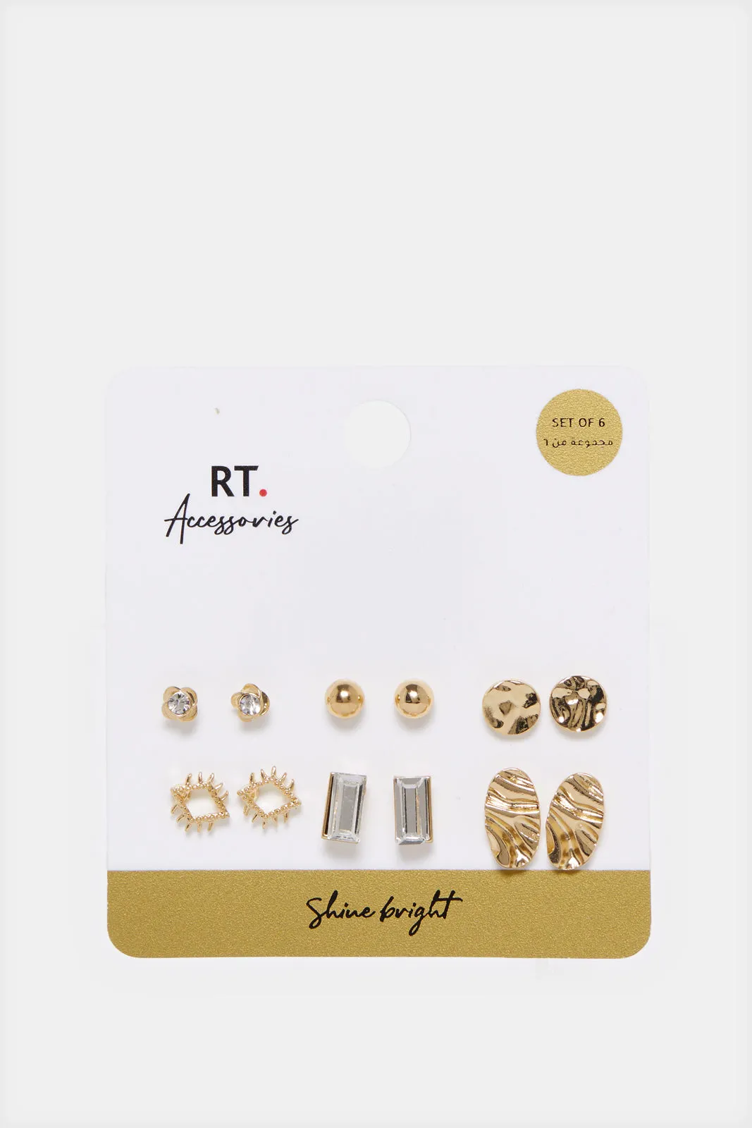 Women Gold Embellished Studs (6 Pairs) sold by Redtag