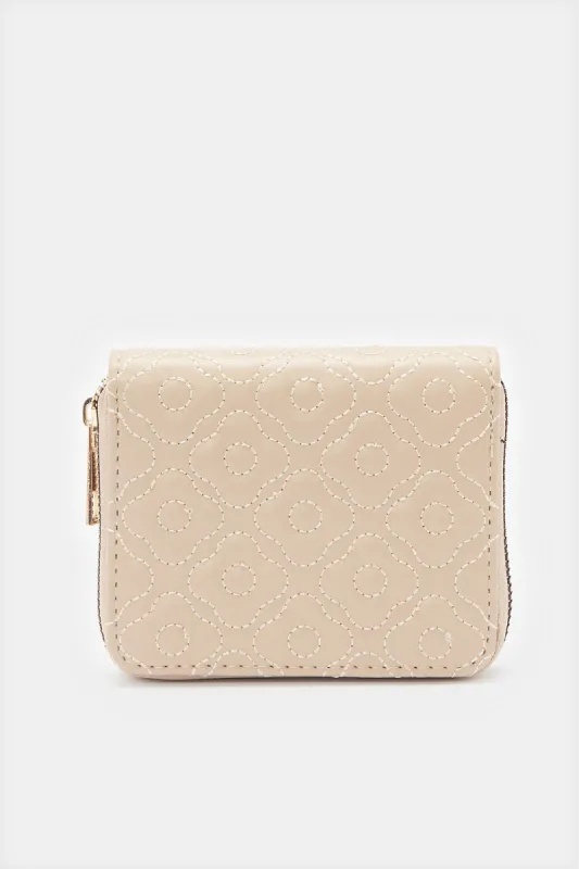 Women Beige Textured Purse sold by Redtag