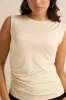 Women Cream Embellished Side Ruched Sleeveless Top sold by Redtag