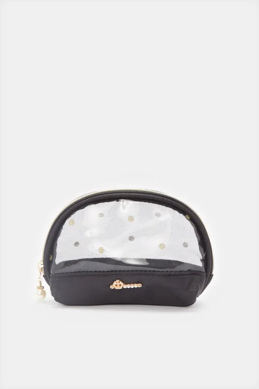 Women Black Cosmetic Pouch Bag sold by Redtag