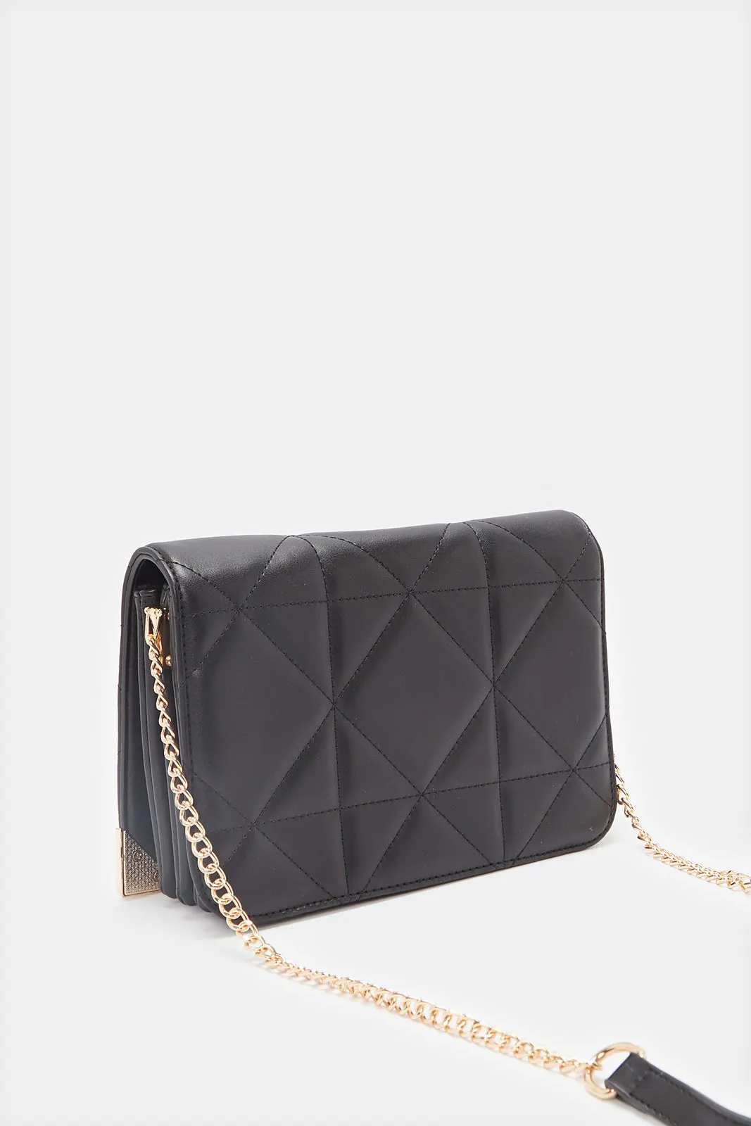 Women Black Quilted Cross Body Bag sold by Redtag product image thumbnail 2