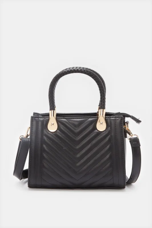 Women Black Quilted Messenger Bag sold by Redtag