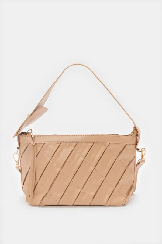 Women Beige Cross Body Bucket Bag sold by Redtag