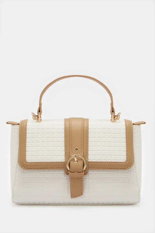 Women Beige Flap Messenger Bag sold by Redtag