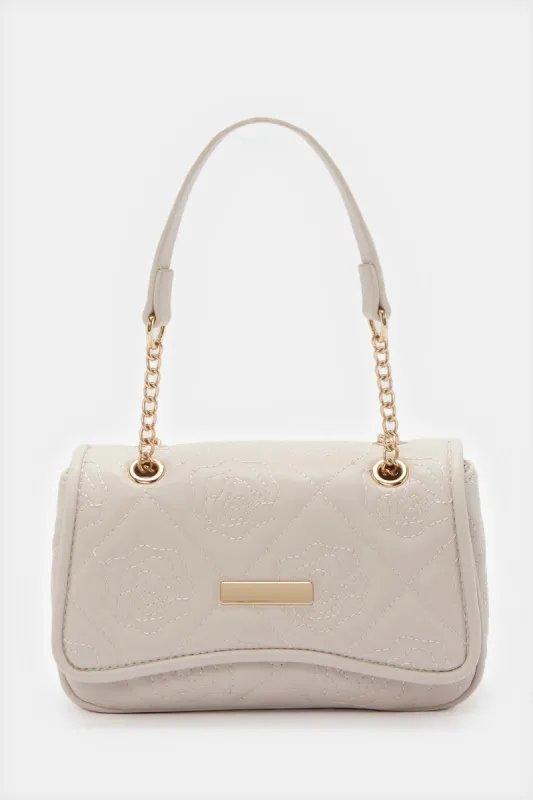Women Beige Flap Messenger Bag sold by Redtag
