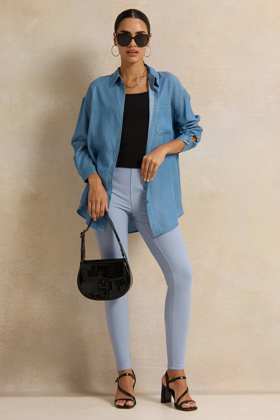 Women Blue Full Length Legging With Belt Loop sold by Redtag product image thumbnail 2