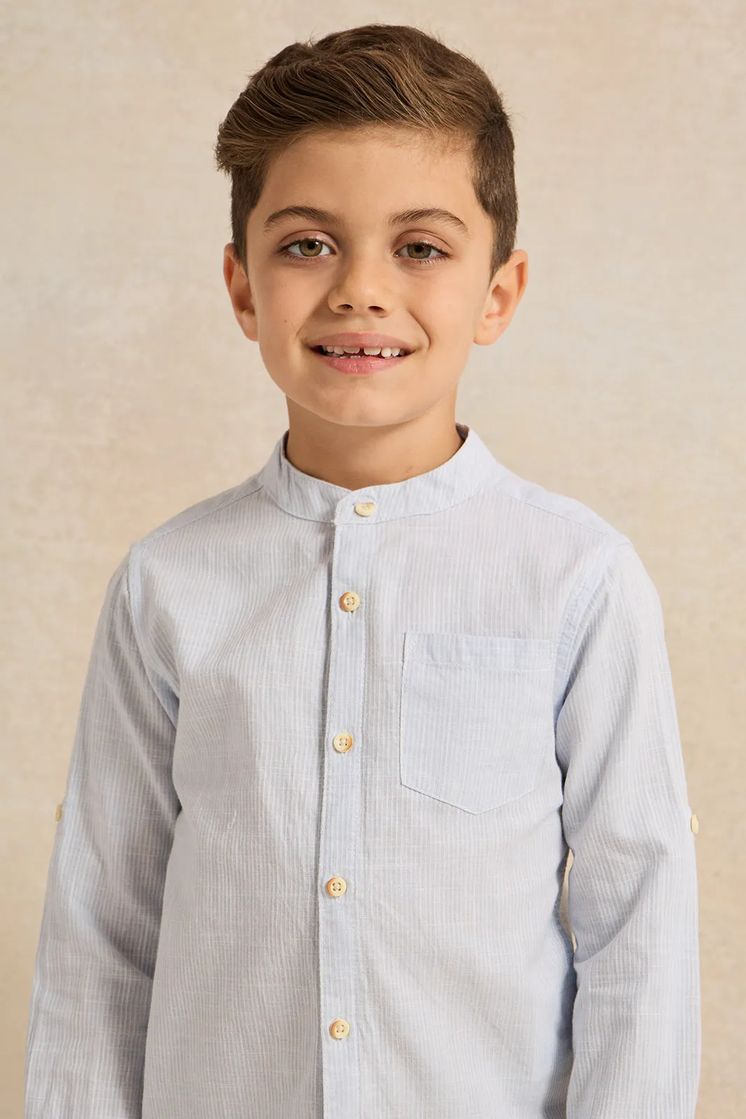 Boys Blue Dobby Shirt sold by Redtag product image thumbnail 4