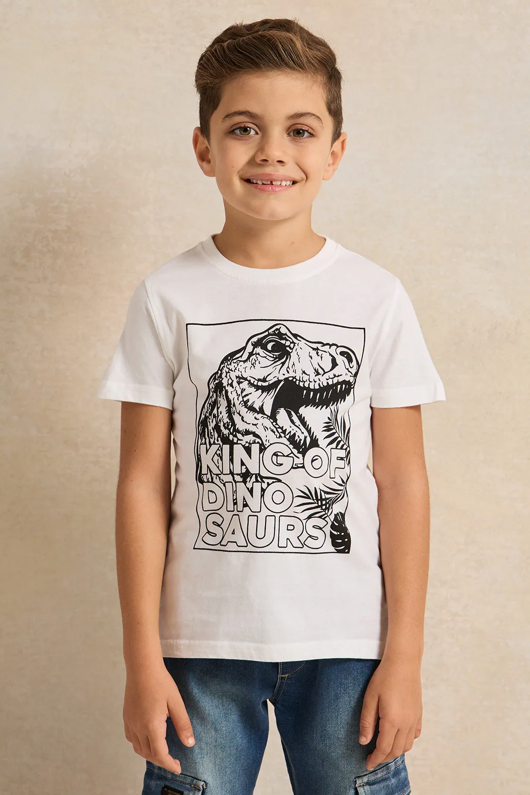 Boys Blue Shirt With White Printed T-shirt sold by Redtag product image thumbnail 2