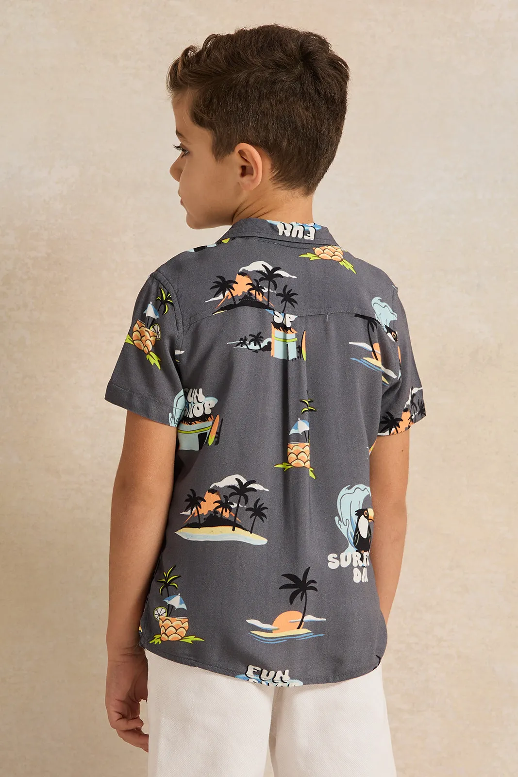Boys Grey Printed Shirt sold by Redtag product image thumbnail 3