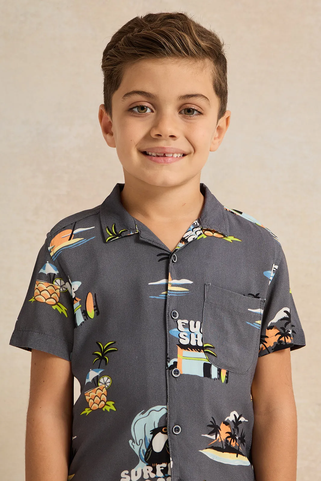 Boys Grey Printed Shirt sold by Redtag product image thumbnail 4