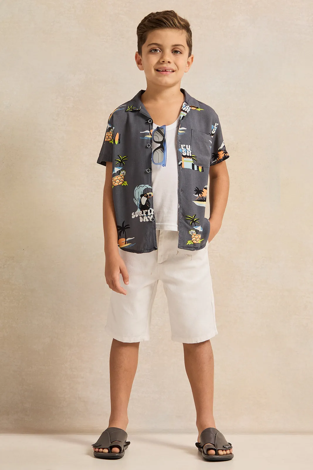 Boys Grey Printed Shirt sold by Redtag product image thumbnail 2