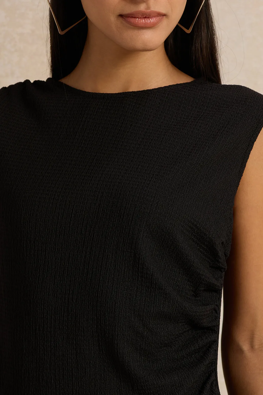 Women Black Side Ruched Top sold by Redtag product image thumbnail 4