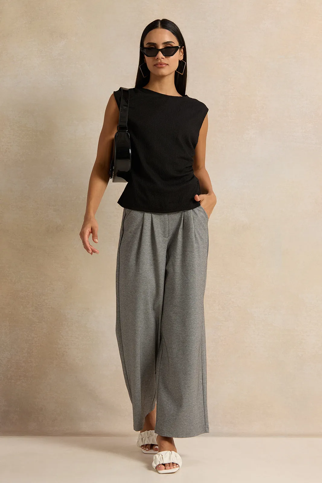 Women Black Side Ruched Top sold by Redtag product image thumbnail 2