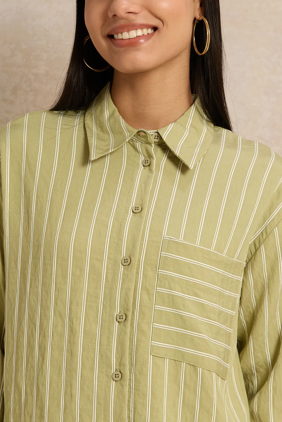 Women Green Striped Shirt sold by Redtag product image thumbnail 4