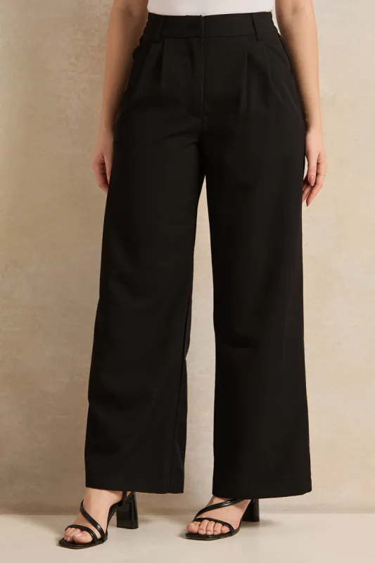 Women Black Flared Trouser sold by Redtag