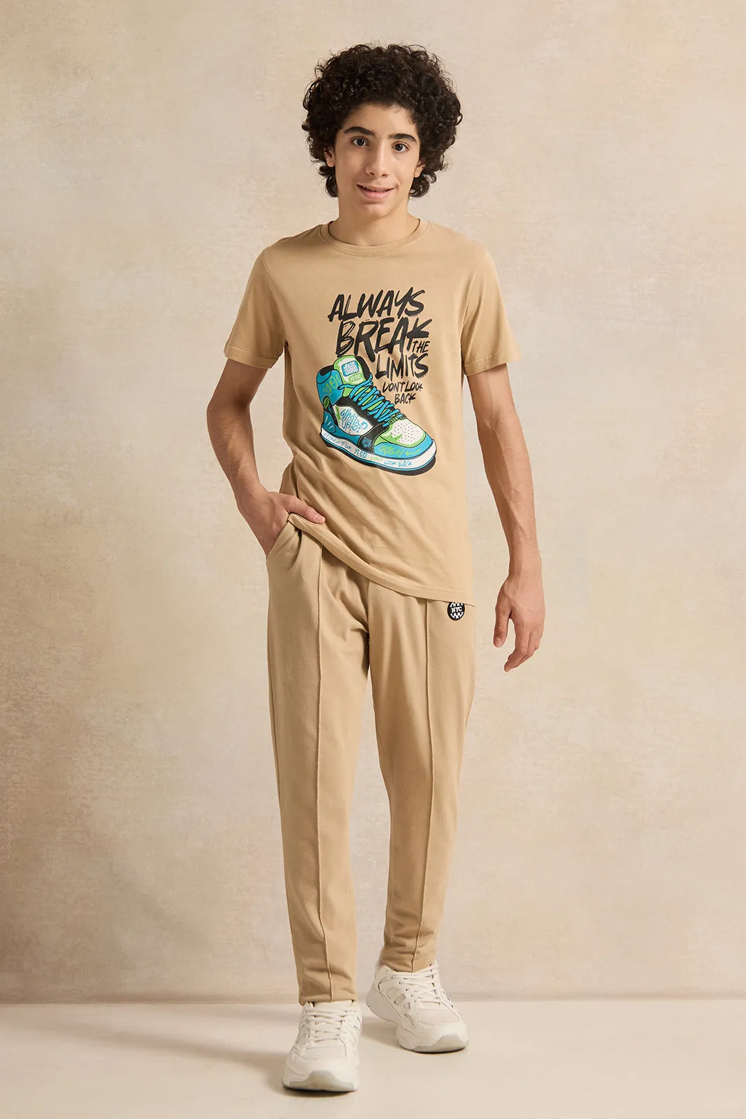 Senior Boys Beige Pique Active Pants sold by Redtag product image thumbnail 2