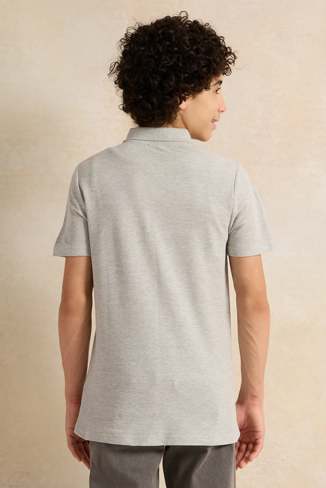 Senior Boys Grey Polo T-Shirt sold by Redtag product image thumbnail 3