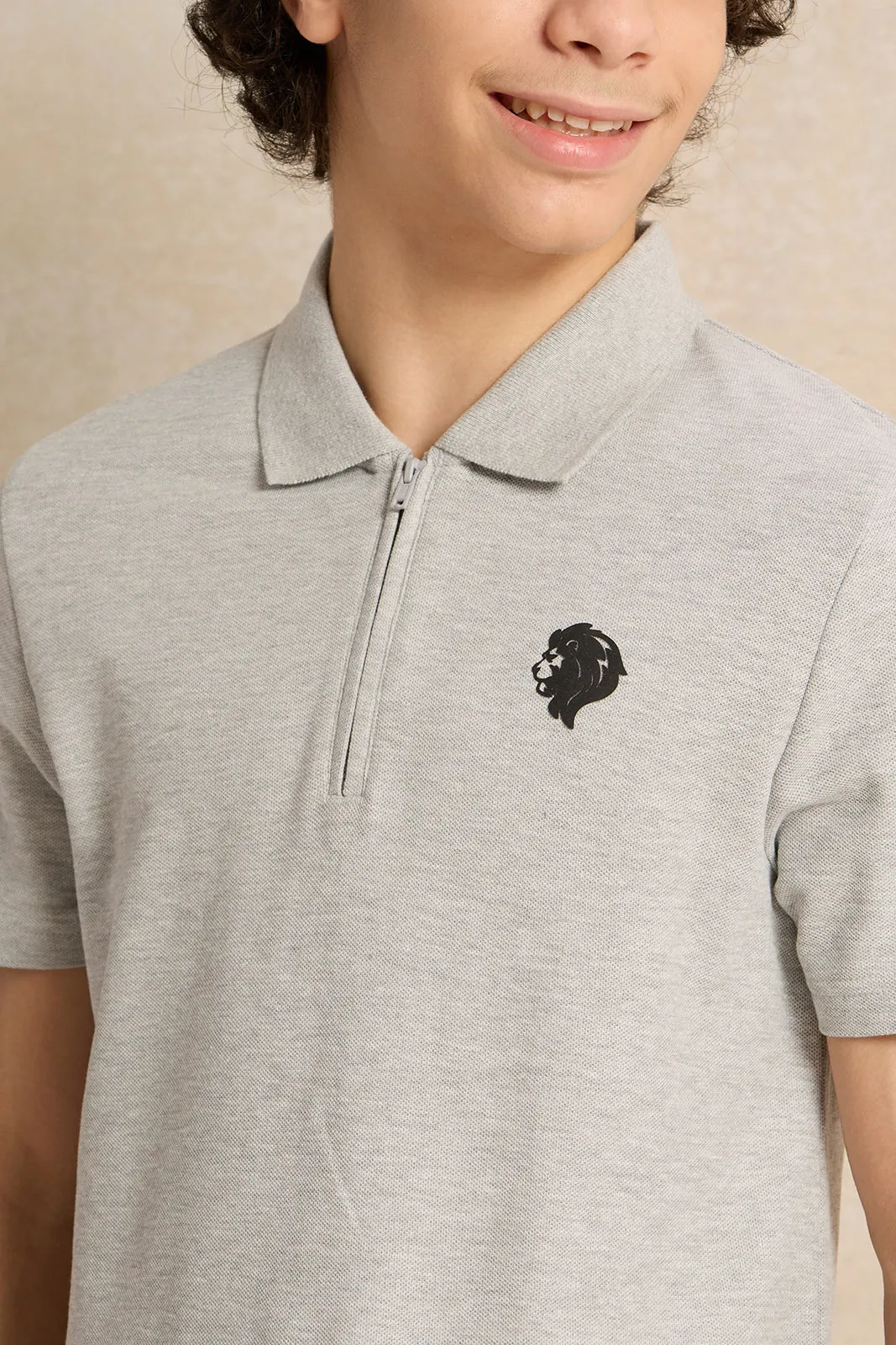 Senior Boys Grey Polo T-Shirt sold by Redtag product image thumbnail 4