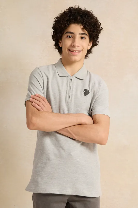 Senior Boys Grey Polo T-Shirt sold by Redtag