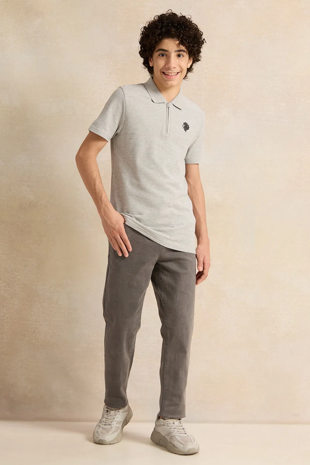 Senior Boys Grey Polo T-Shirt sold by Redtag product image thumbnail 2