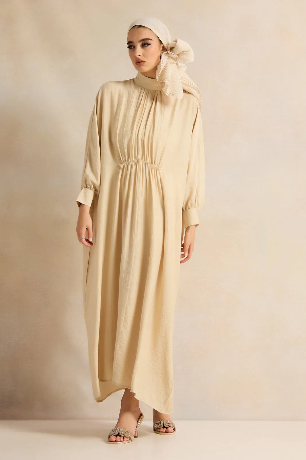 Women Beige Embellished Dress sold by Redtag