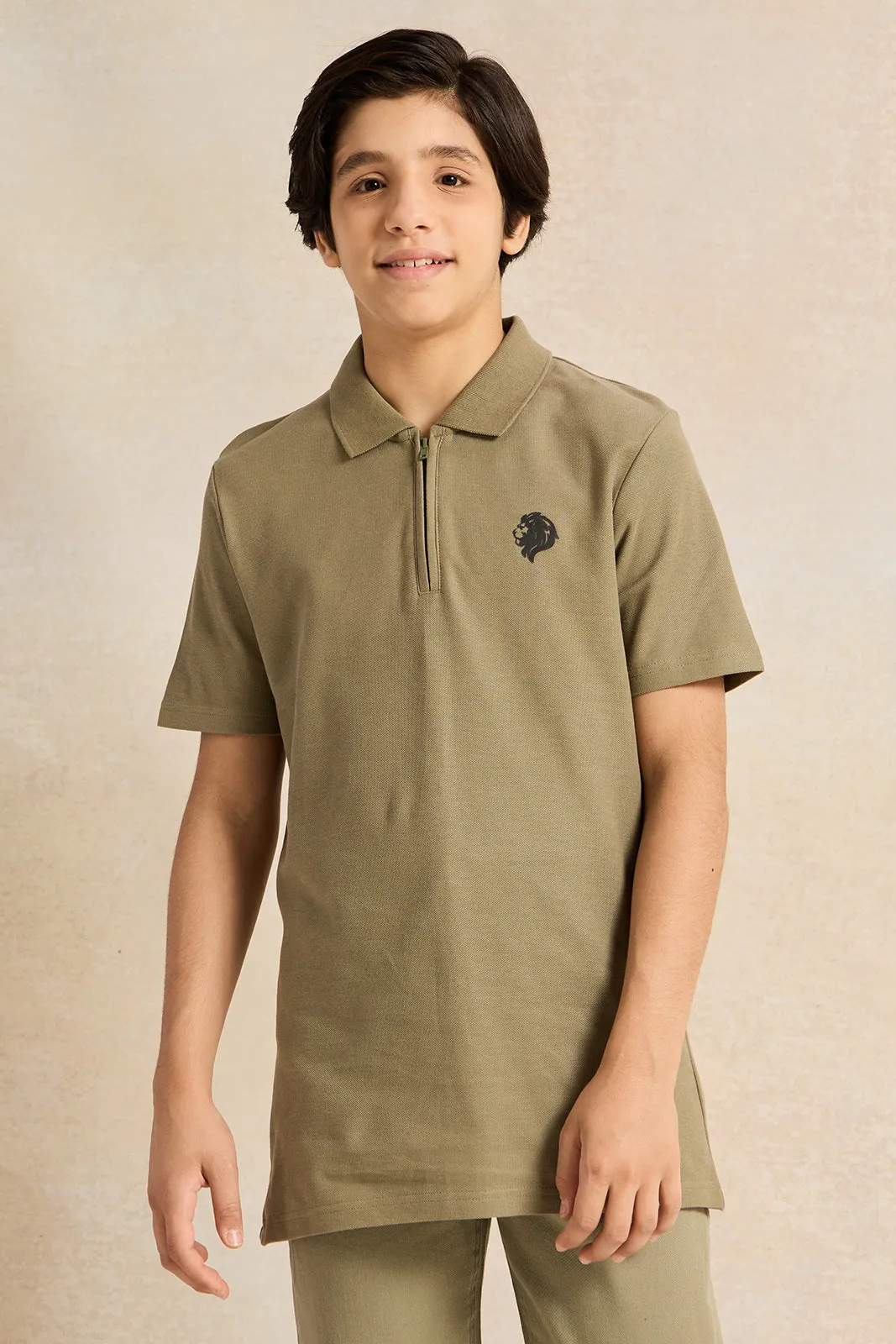 Senior Boys Green Plain Polo T-Shirt sold by Redtag