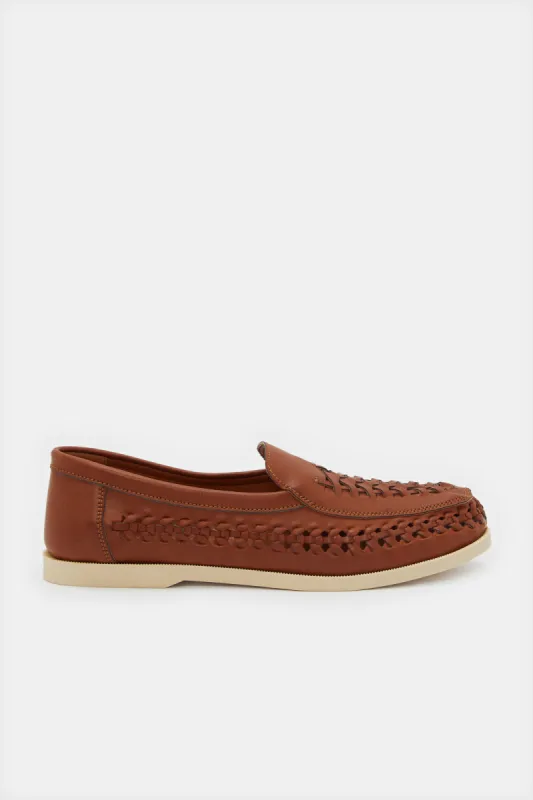 Men Brown Woven Loafer sold by Redtag