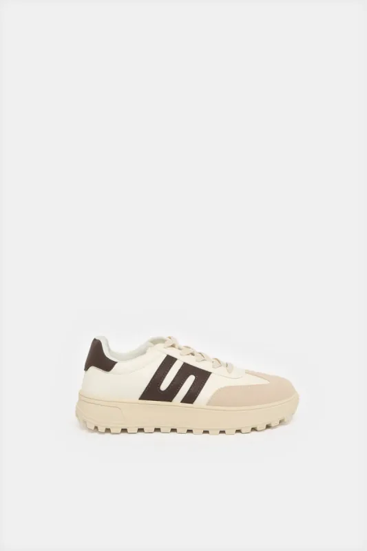 Women White Lace Up Sneakers sold by Redtag