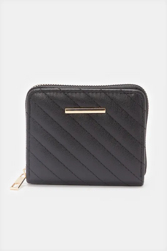 Women Black Textured Purse sold by Redtag