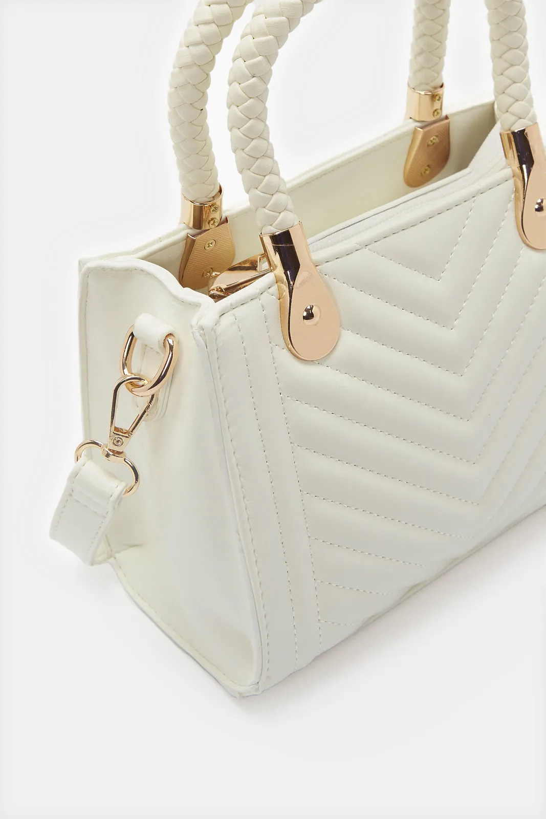 Women White Quilted Messenger Bag sold by Redtag product image thumbnail 3