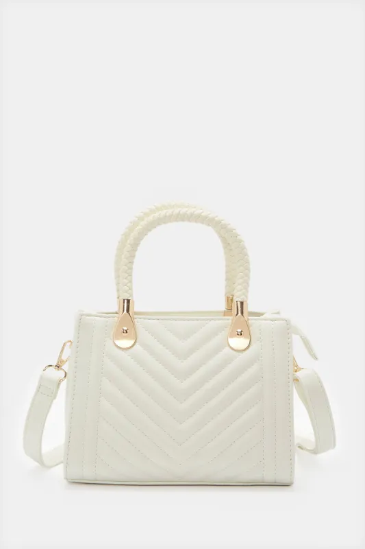 Women White Quilted Messenger Bag sold by Redtag