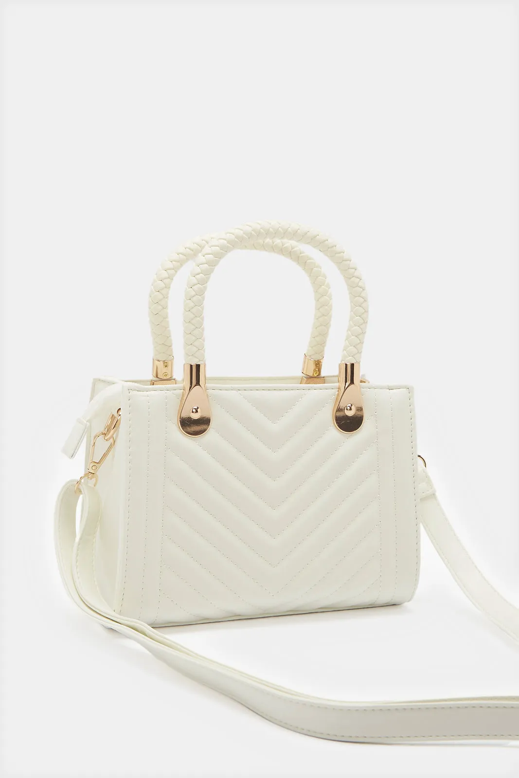 Women White Quilted Messenger Bag sold by Redtag product image thumbnail 2