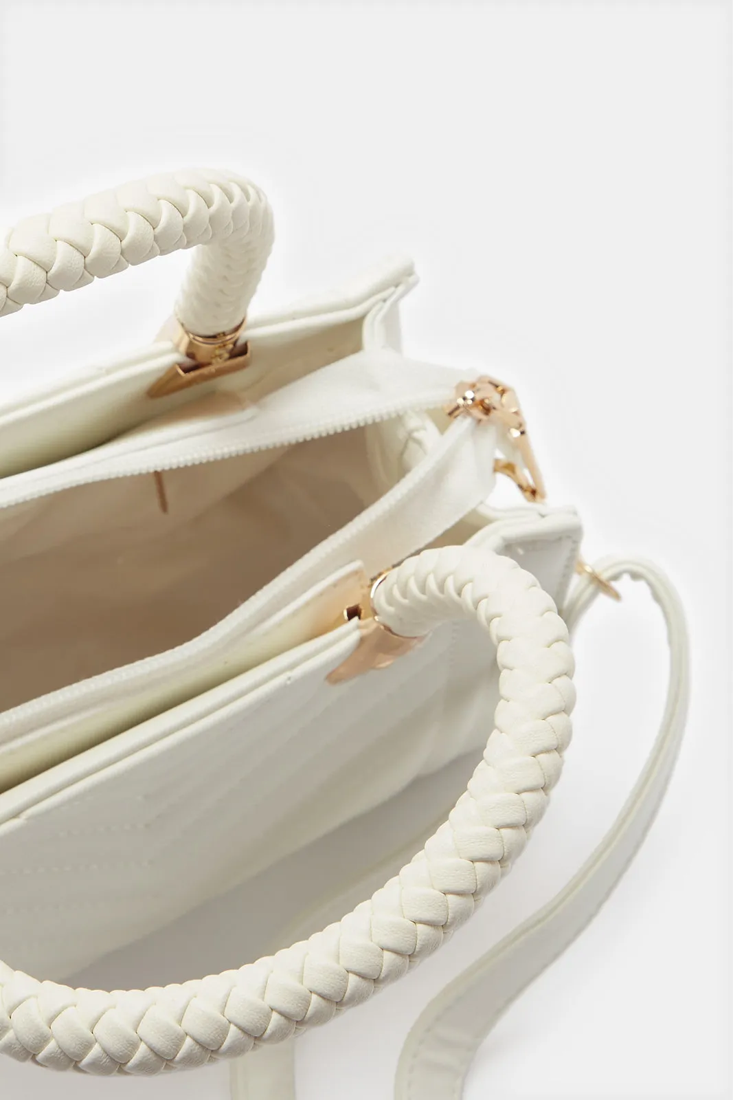 Women White Quilted Messenger Bag sold by Redtag product image thumbnail 4