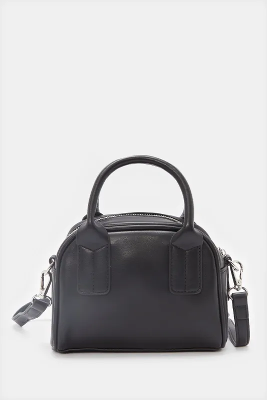 Women Black Messenger Bag sold by Redtag