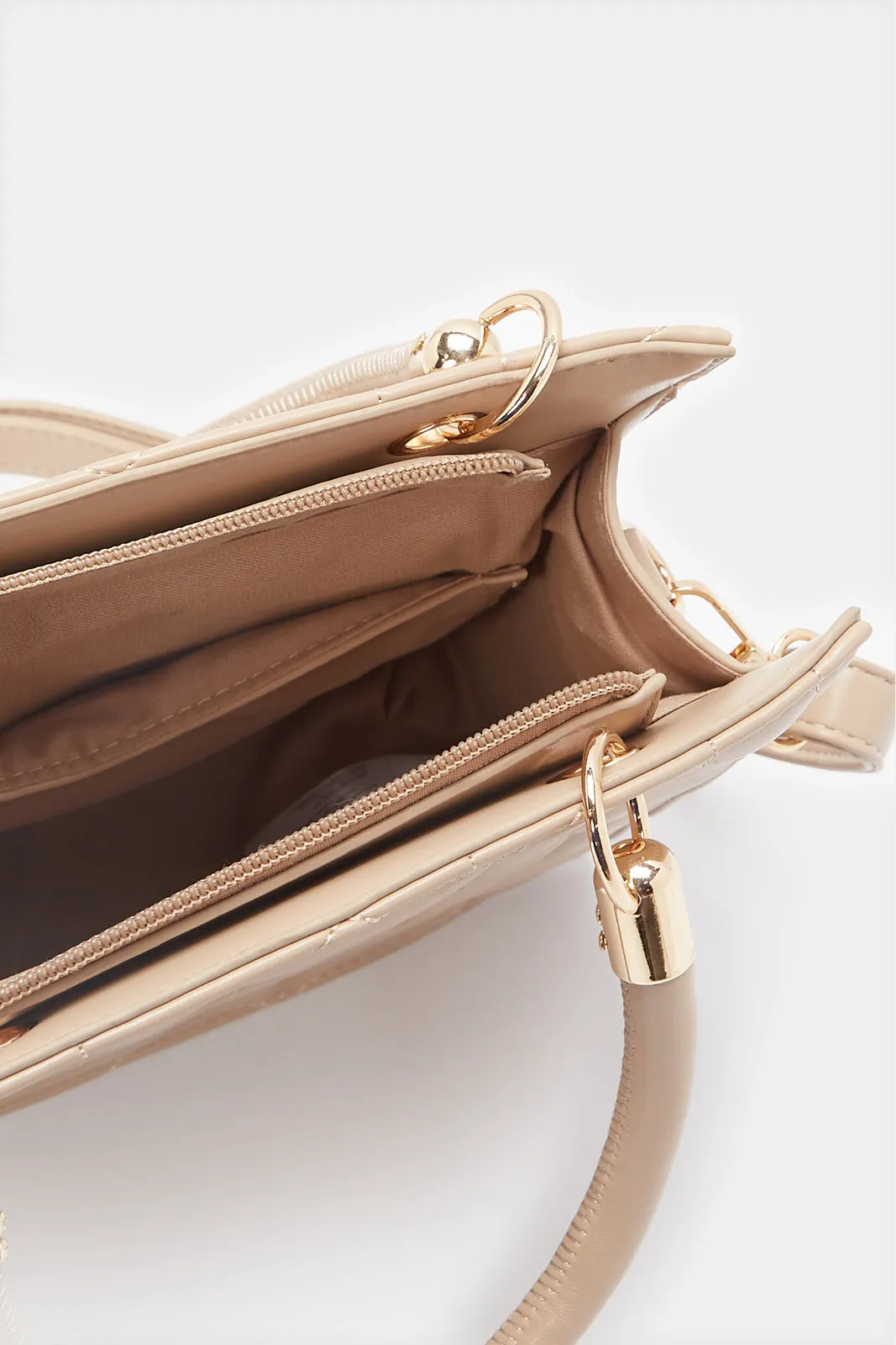 Women Beige Textured Day Bag sold by Redtag product image thumbnail 4