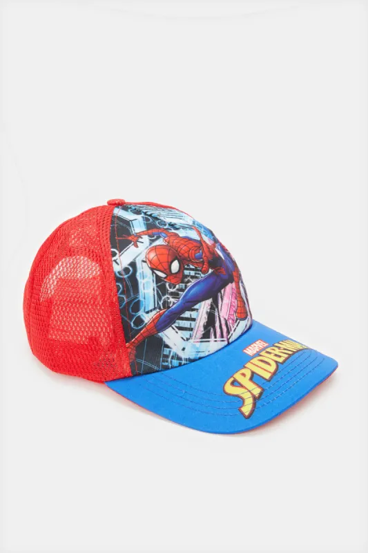 Boys Red And Blue Spider-man Cap sold by Redtag