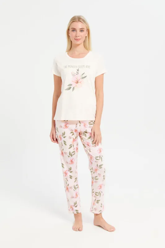 Women Pink Print Pyjama Set (2 Piece) sold by Redtag