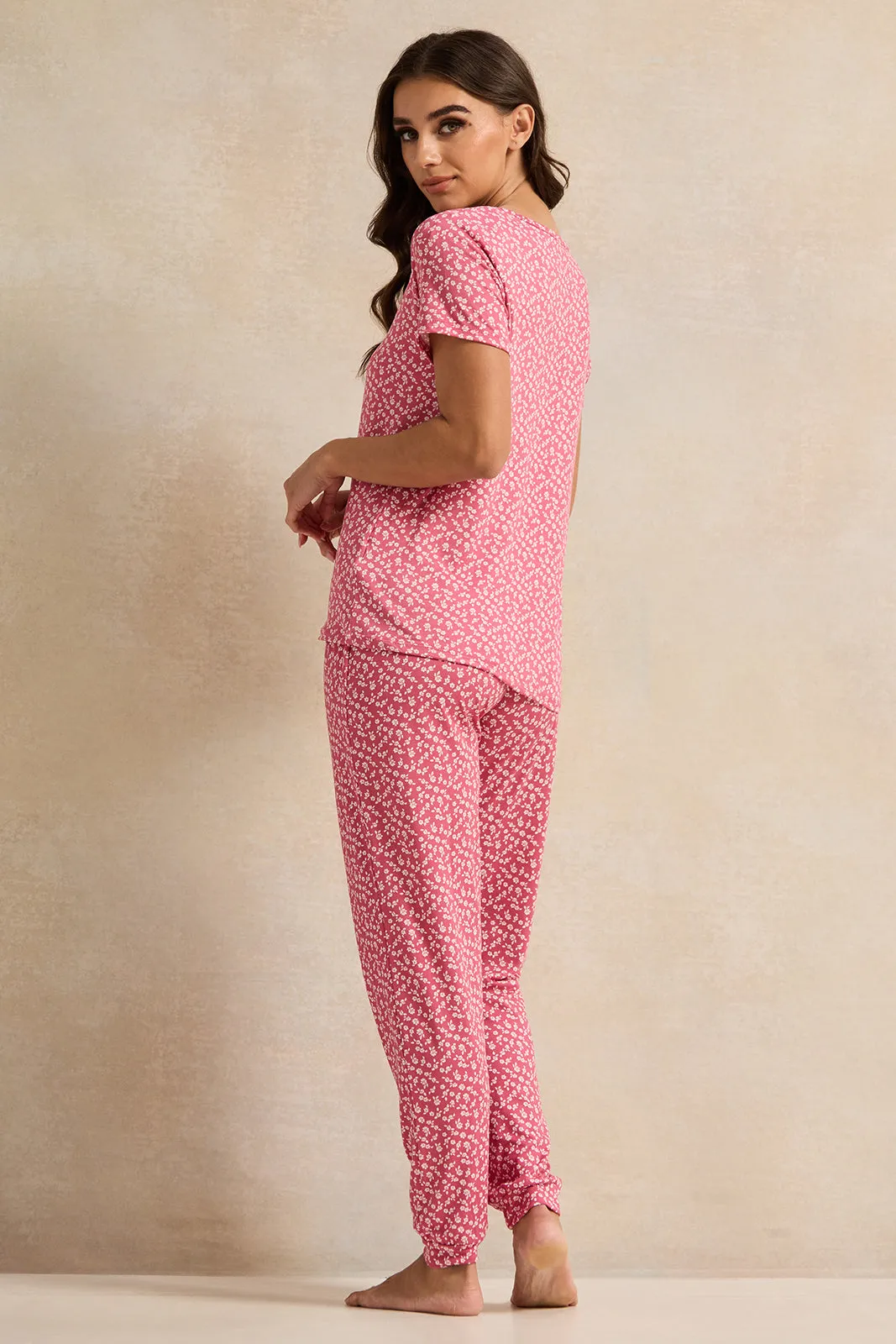 Women Pink Floral Printed Pyjama Set (2 Piece) sold by Redtag product image thumbnail 4