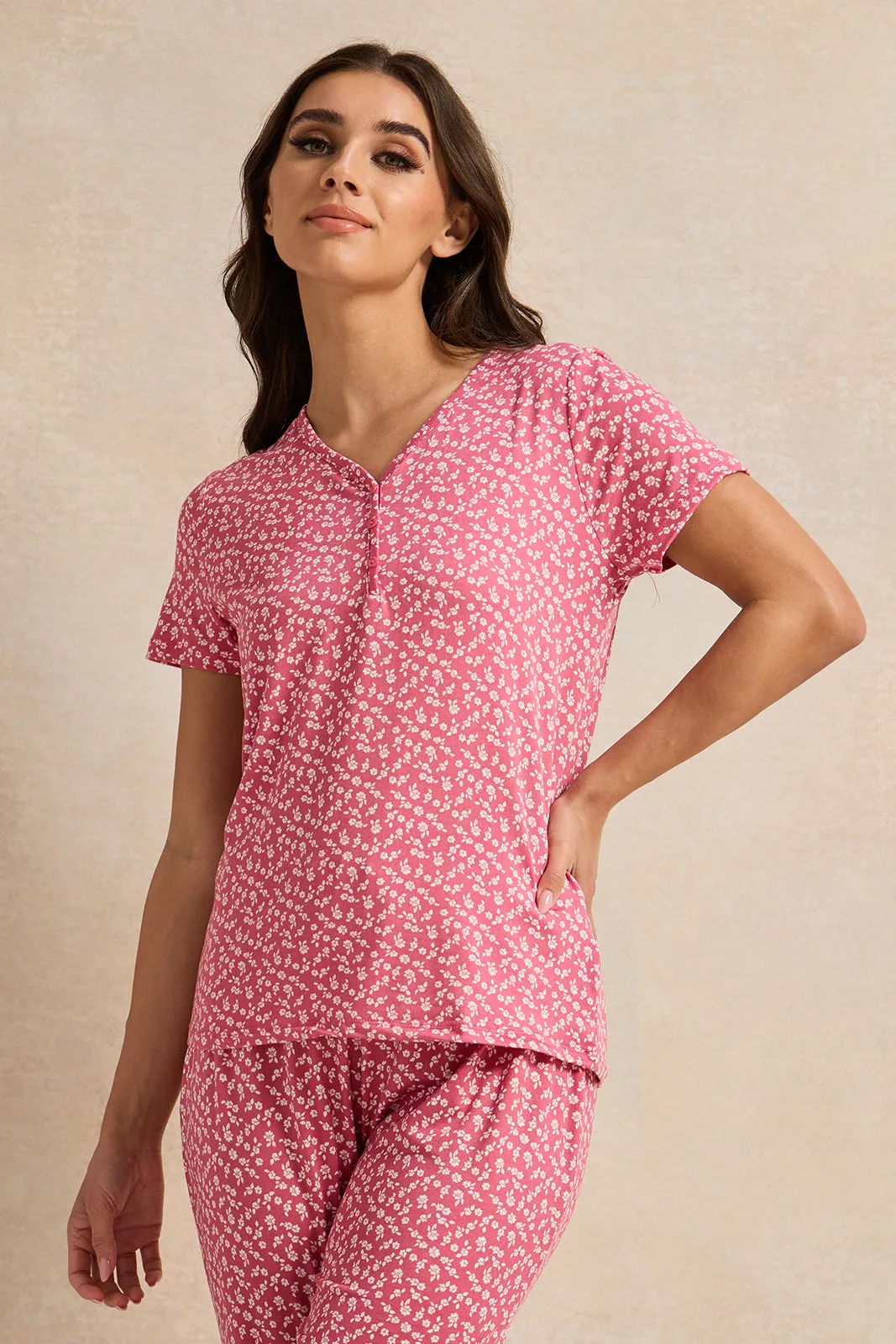 Women Pink Floral Printed Pyjama Set (2 Piece) sold by Redtag product image thumbnail 2