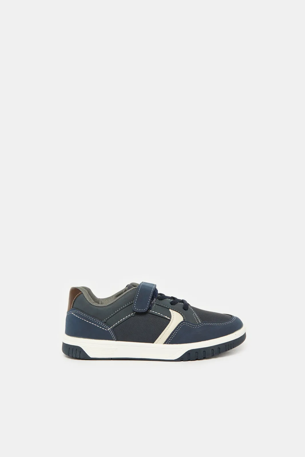 Senior Boys Navy Material Block Sneaker sold by Redtag